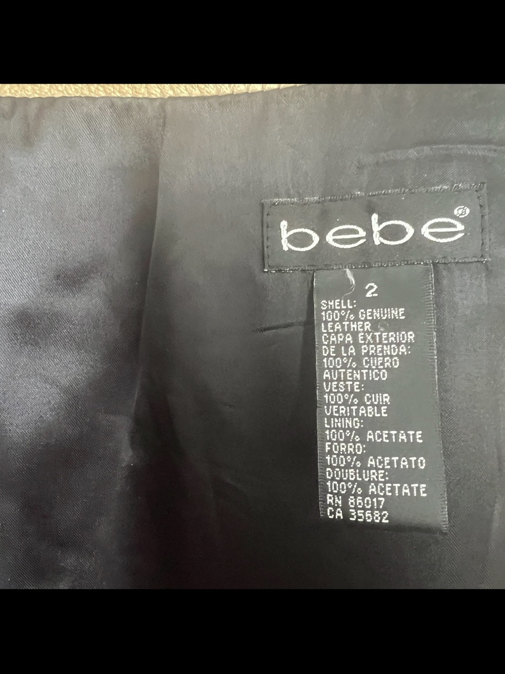 Bebe Gold Metallic Leather A-Line Skirt SZ 2 Party Punk Minimalist Lightweight - Picture 5 of 6